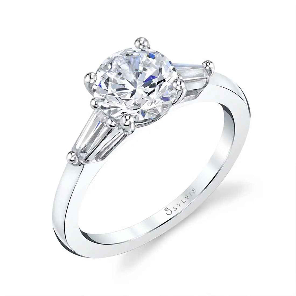 Sylvie Nicolette 18K White Gold 3-Stone Engagement Ring Mounting