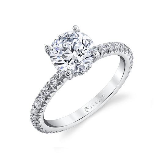 Sylvie Perri 18K White Gold Round Engagement Ring Mounting