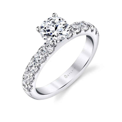 Sylvie Octavie 18K White Gold Round Engagement Ring Mounting