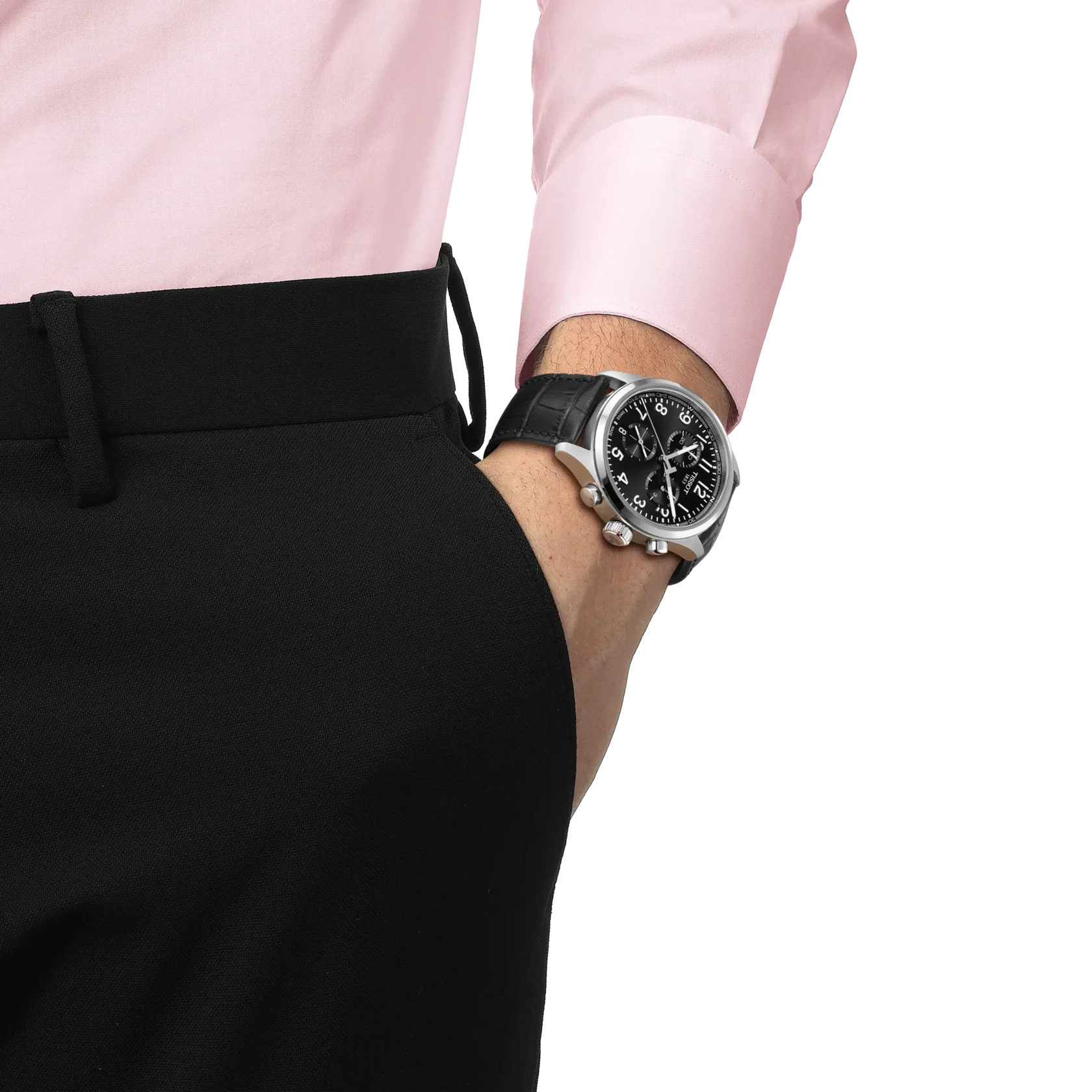 Tissot Chrono L Classic 42mm Black Dial Leather Strap