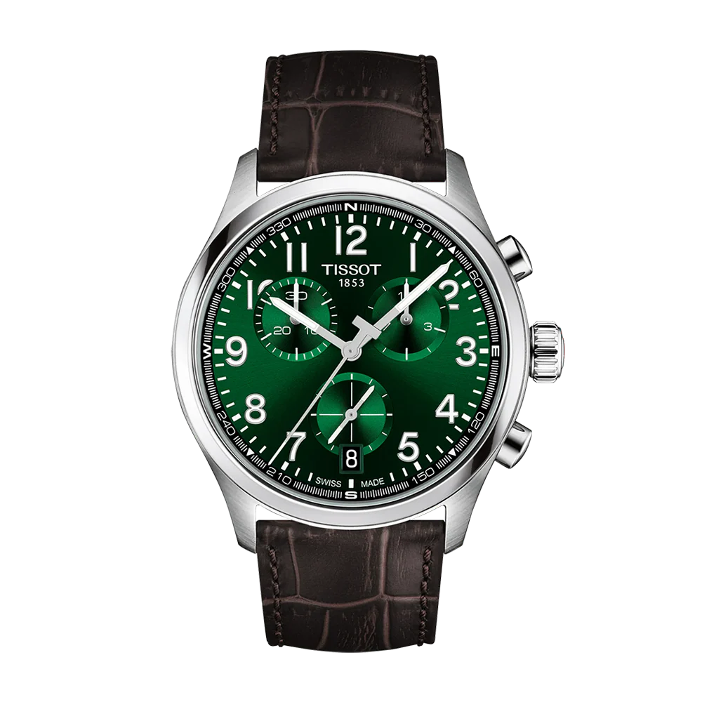 Tissot Chrono L Classic 42mm Green Dial Brown Leather Strap
