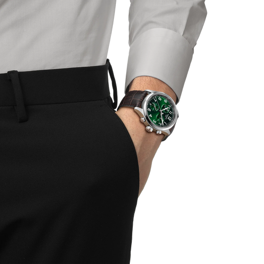 Tissot Chrono L Classic 42mm Green Dial Brown Leather Strap