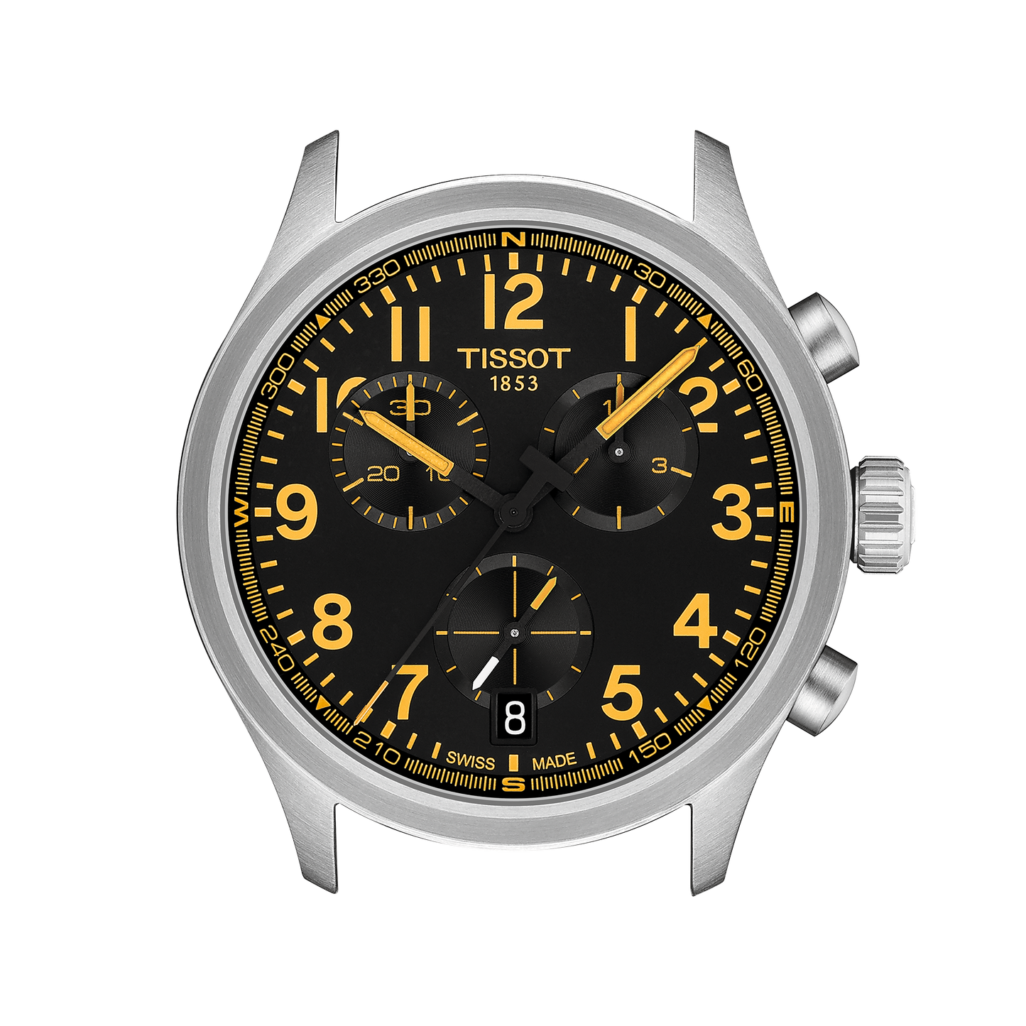 Tissot Chrono L Classic 42mm Black Dial Yellow Accents Leather Strap