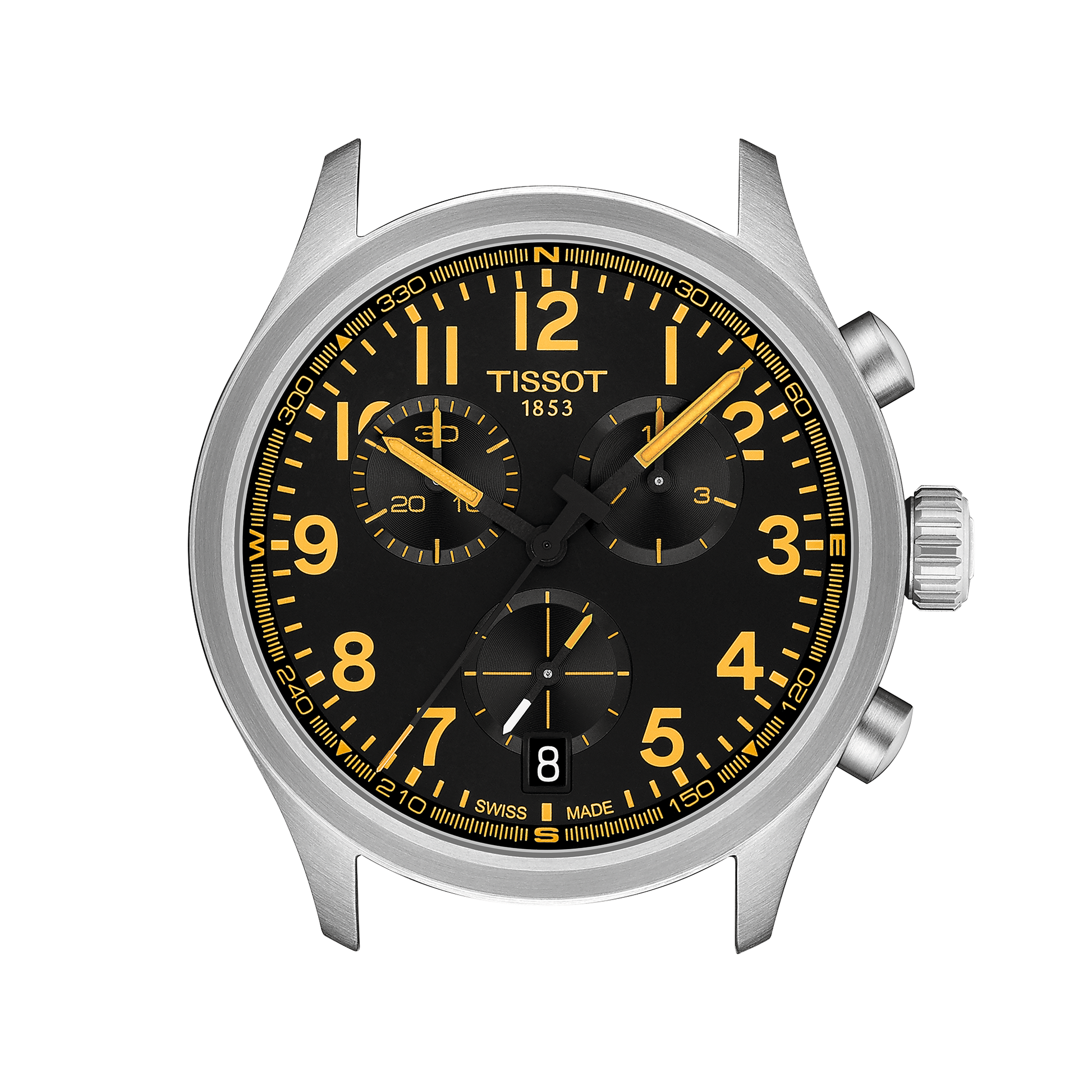 Tissot Chrono L Classic 42mm Black Dial Yellow Accents Leather Strap