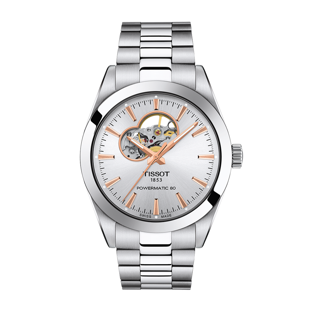 Tissot Gentleman Open Heart 40mm Silver Dial Stainless Steel