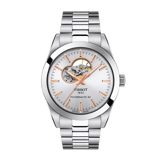 Tissot Gentleman Open Heart 40mm Silver Dial Stainless Steel
