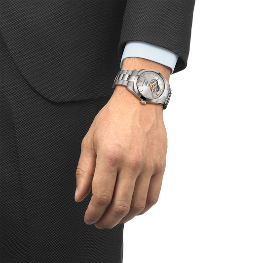 Tissot Gentleman Open Heart 40mm Silver Dial Stainless Steel