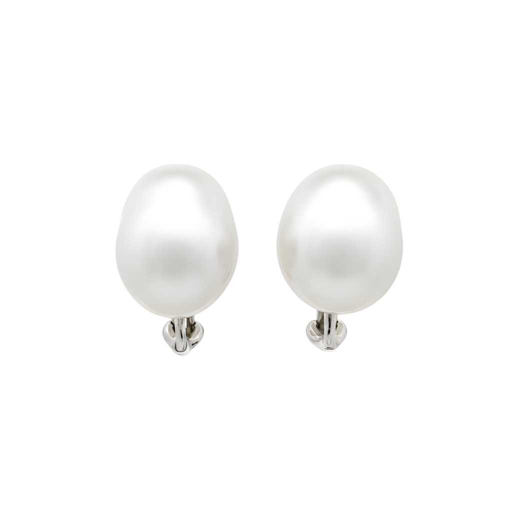 Mikimoto Baroque South Sea Pearl Stud Earrings 18K White Gold