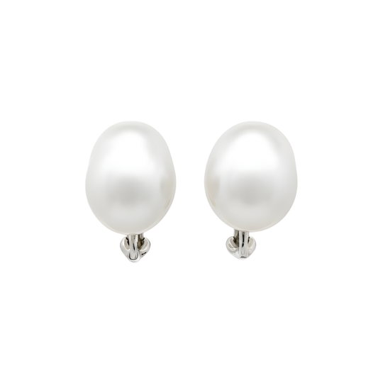 Mikimoto Baroque South Sea Pearl Stud Earrings 18K White Gold
