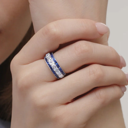 Kwiat ASHOKA® Diamond and Sapphire Half Circle Platinum Wedding Band