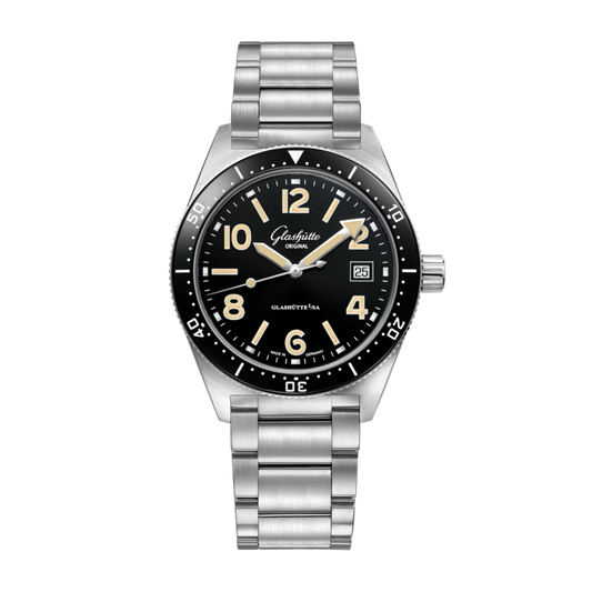 Glashütte Original SeaQ Black Dial Stainless Steel Bracelet