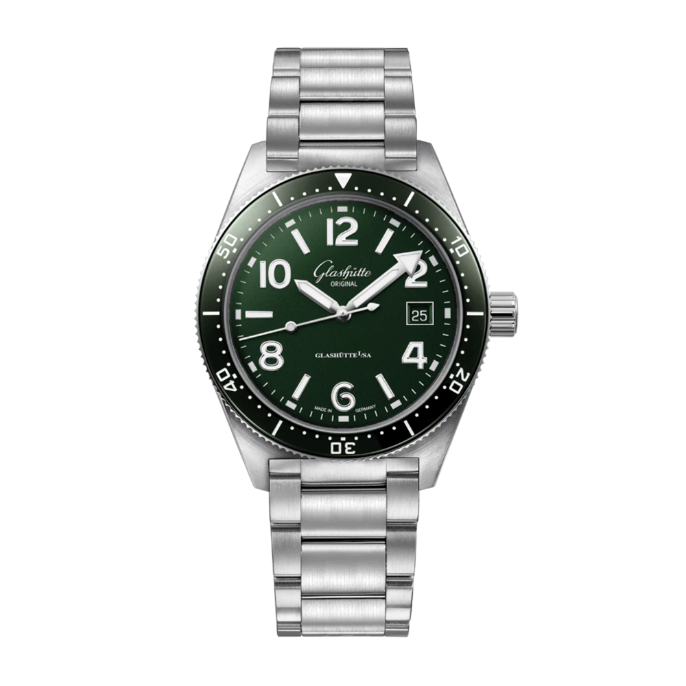 Glashütte Original SeaQ Green Dial Stainless Steel Bracelet