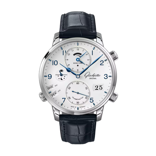 Glashütte Original Senator Cosmopolite White Dial Alligator Strap