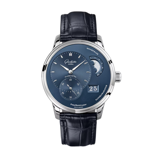 Glashütte Original PanoMaticLunar Blue Dial Alligator Strap