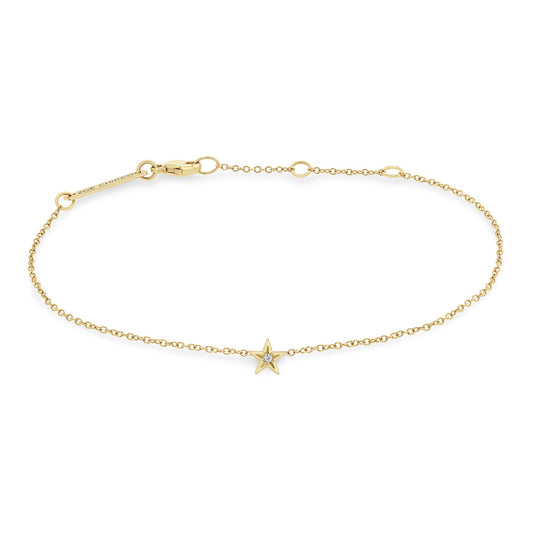 Zoe Chicco Itty Bitty Star Diamond Bracelet 14K Yellow Gold