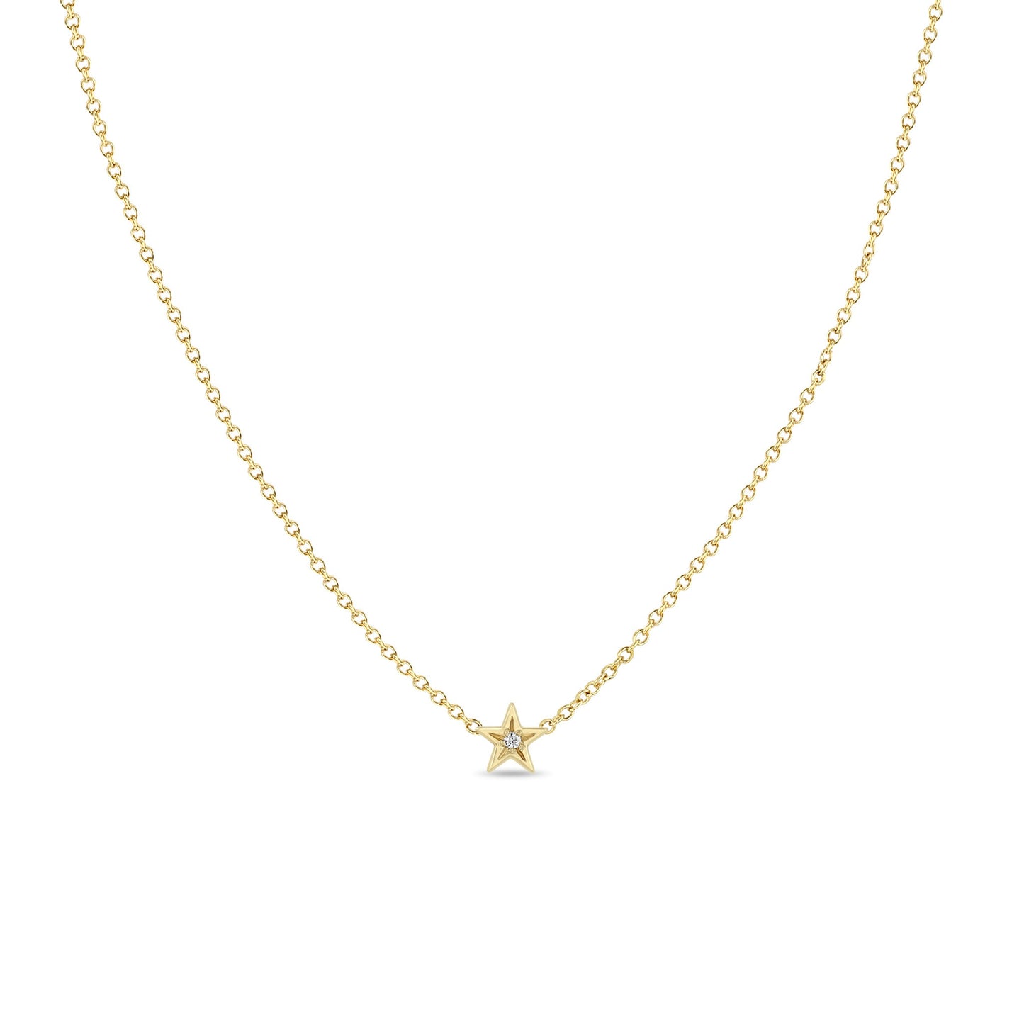 Zoe Chicco Itty Bitty Star Diamond Necklace 14K Yellow Gold