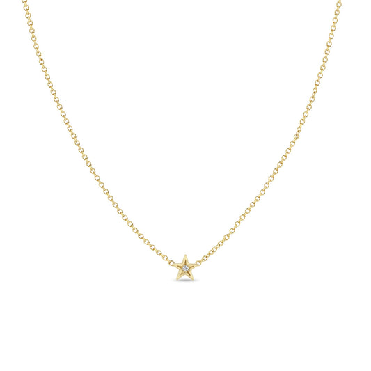 Zoe Chicco Itty Bitty Star Diamond Necklace 14K Yellow Gold