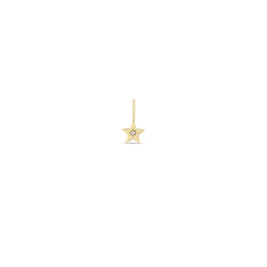 Zoe Chicco Midi Bitty Star Diamond Charm 14K Yellow Gold