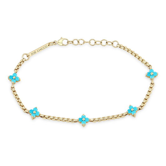 Zoe Chicco Turquoise Station Bracelet 14K Yellow Gold