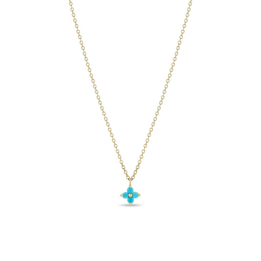 Zoe Chicco Turquoise Pendant Necklace 14K Yellow Gold