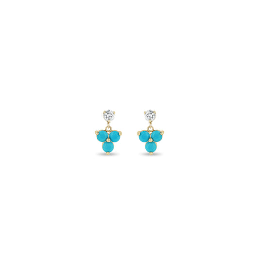 Zoe Chicco Diamond Turquoise Drop Earrings 14K Yellow Gold