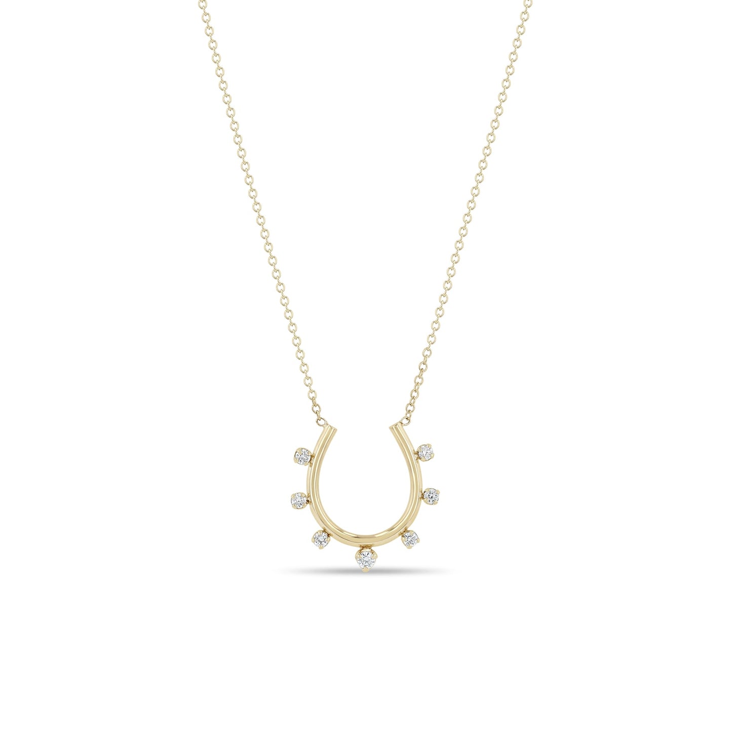 Zoe Chicco 14K Yellow Gold Graduating Prong Diamond Horseshoe Necklace