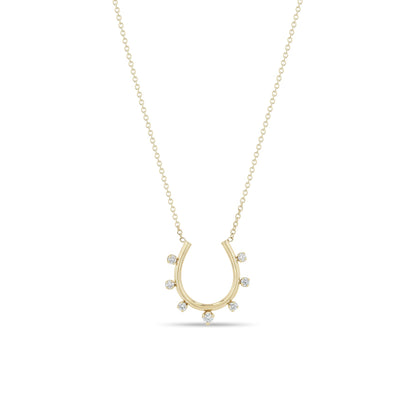 Zoe Chicco 14K Yellow Gold Graduating Prong Diamond Horseshoe Necklace