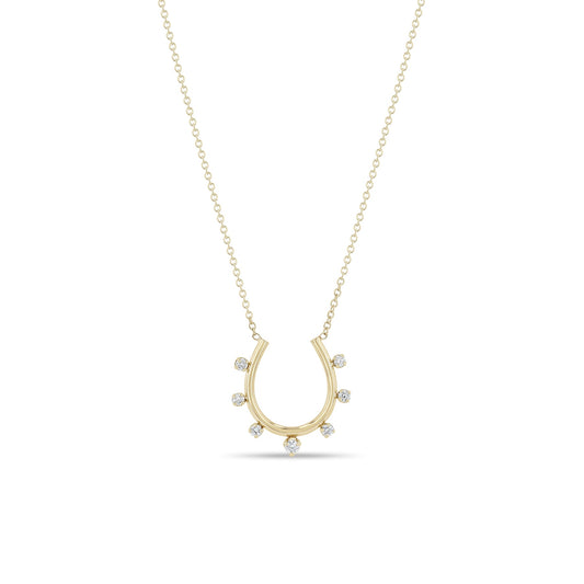 Zoe Chicco 14K Yellow Gold Graduating Prong Diamond Horseshoe Necklace