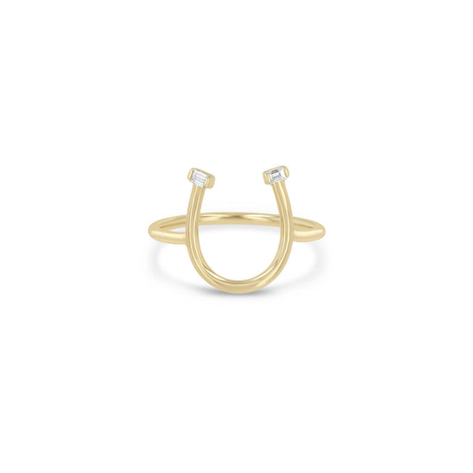 Zoe Chicco 14K Yellow Gold Baguette Diamond Horseshoe Ring