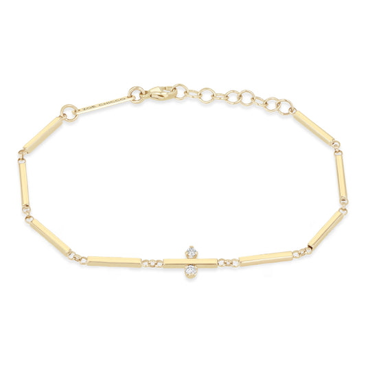 Zoe Chicco 14K Yellow Gold Linked Bar Bracelet with Diamonds