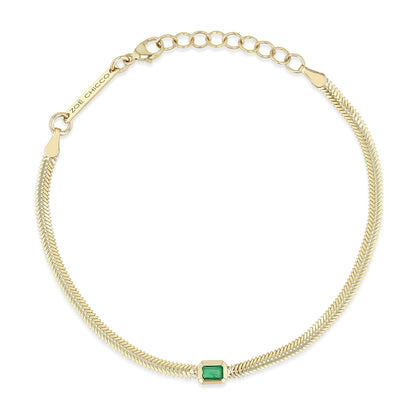 Zoe Chicco 14K Yellow Gold Emerald and Medium Rolo Chain Bracelet