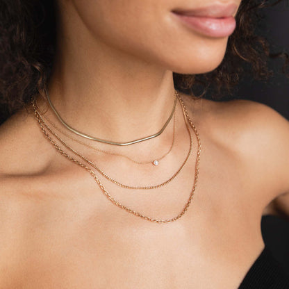 Zoe Chicco Small Oval Snake Chain Necklace 14K Yellow Gold