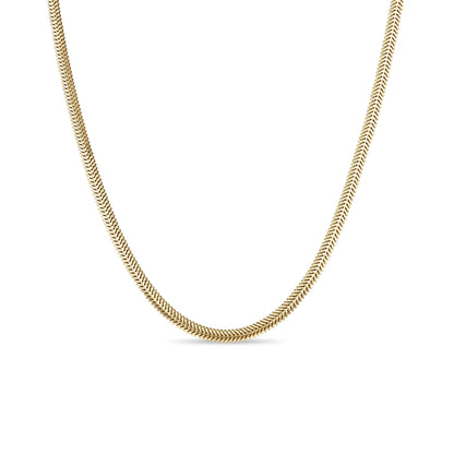 Zoe Chicco Small Oval Snake Chain Necklace 14K Yellow Gold