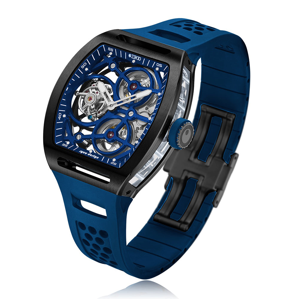 Zeroo Time T4-01 The Archer Full Skeleton Tourbillon Black and Blue