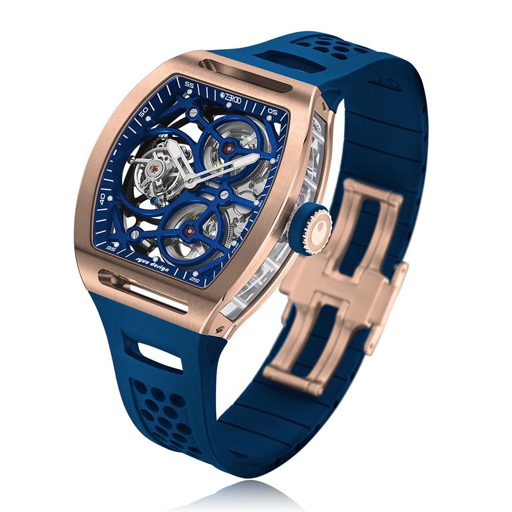 Zeroo Time T4-01 The Archer Full Skeleton Tourbillon Rose and Blue