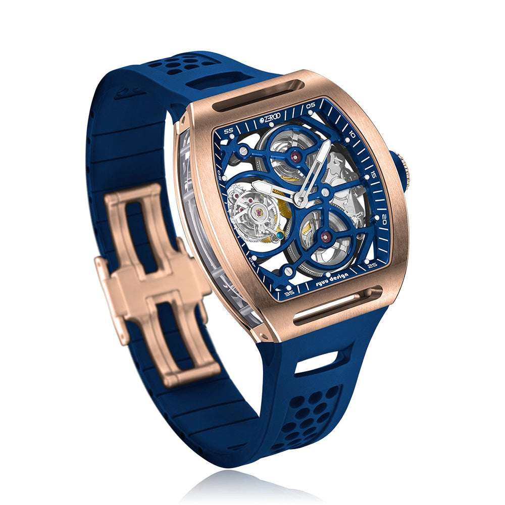 セルゼロ Zeroo Time T4-01 Archer Tourbillon Rose and Blue | King Jewelers