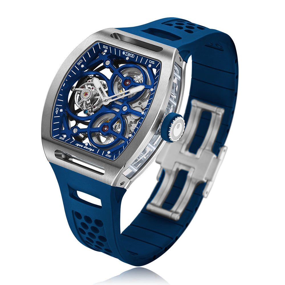 Zeroo Time T4-01 Archer Tourbillon Steel and Blue | King Jewelers