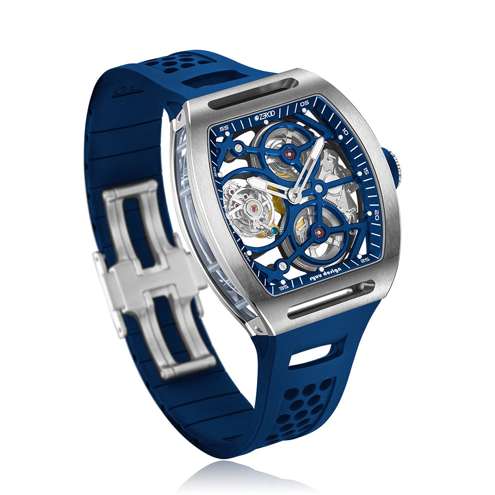 Zeroo Time T4-01 Archer Tourbillon Steel and Blue | King Jewelers