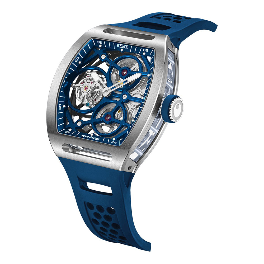 Zeroo Time T4-01 Archer Tourbillon Steel and Blue | King Jewelers