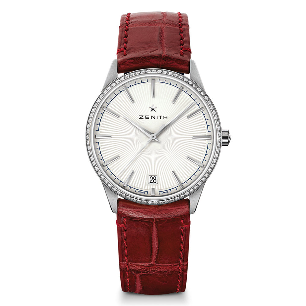 Zenith Elite Classic 36mm Steel Red Strap | King Jewelers