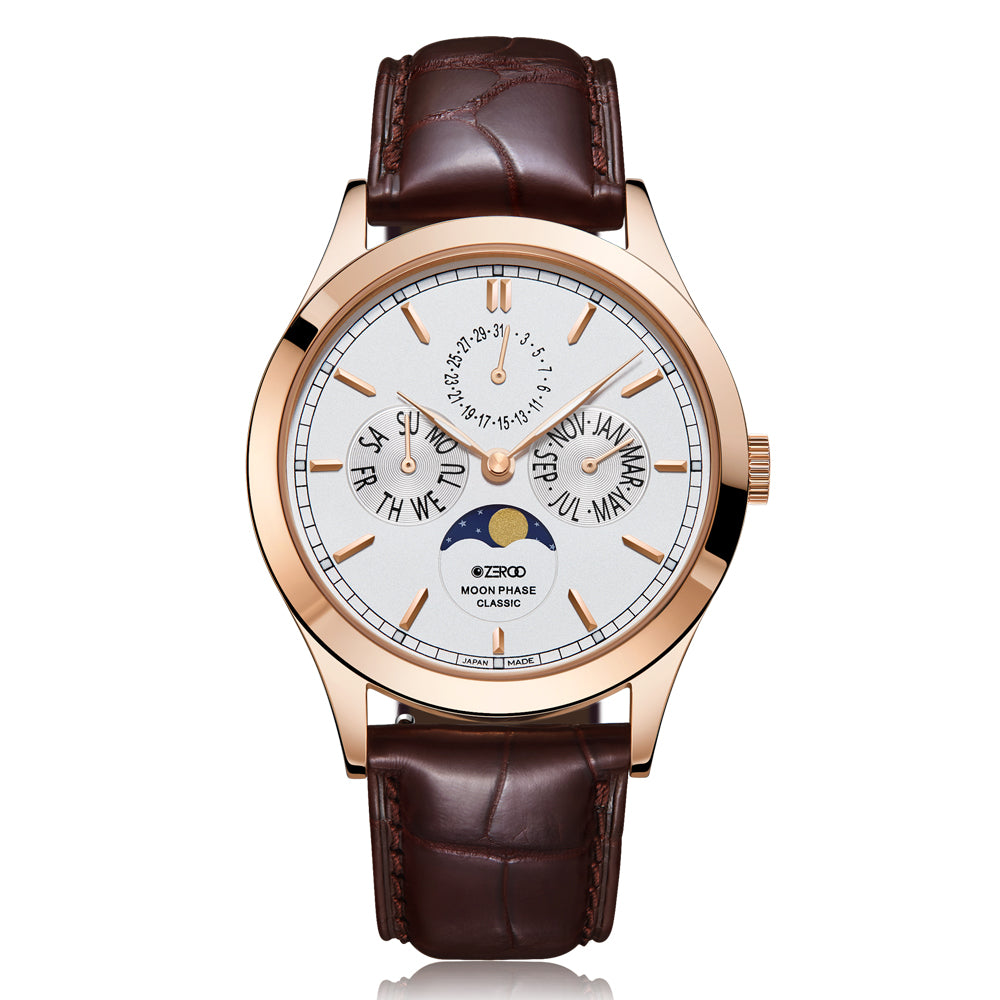 Zeroo Time C1 Classic Moon Phase Rose and White | King Jewelers