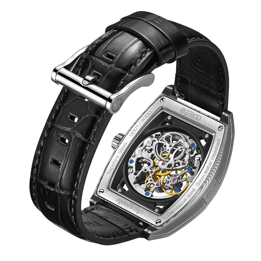 Zeroo Time M1D Auriga Damascus Steel and Black | King Jewelers