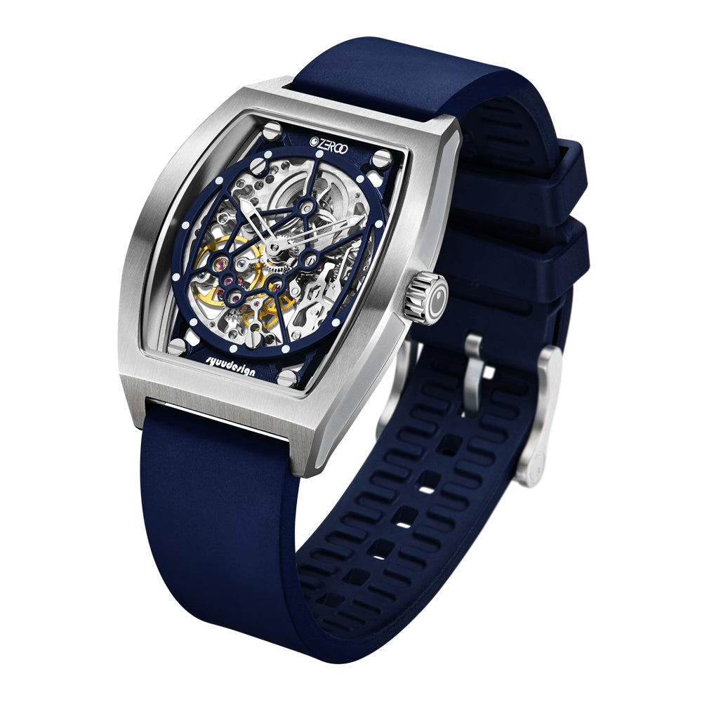 時計 ZEROO TIME M1 THE AURIGA Zeroo Time M1 Auriga Skeleton Steel and Blue | King Jewelers