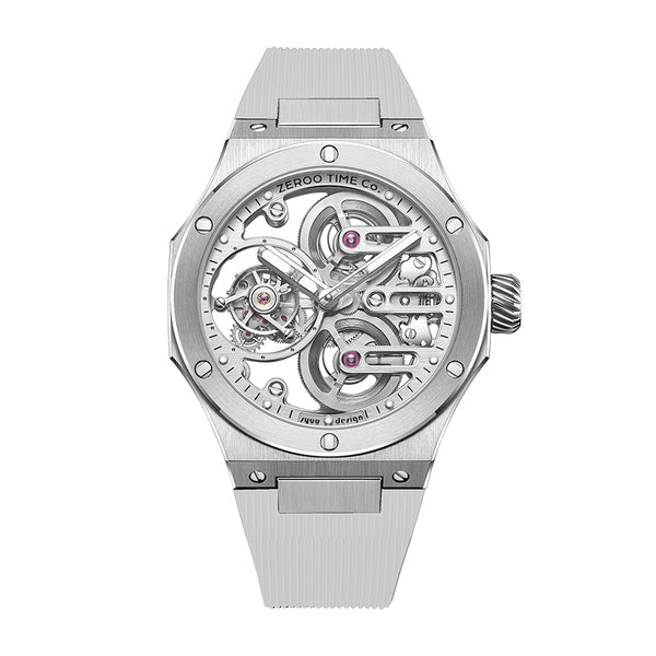 Zeroo Time T8 Orion Tourbillon Silver and White | King Jewelers