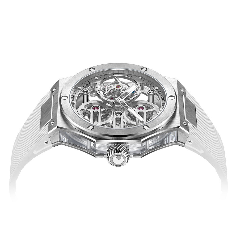 Zeroo Time T8 Orion Tourbillon Silver and White | King Jewelers