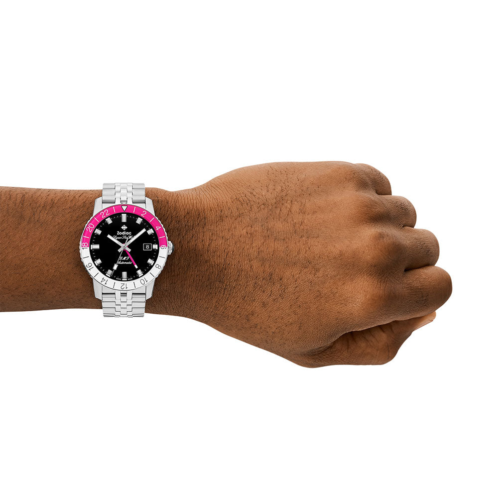 Zodiac Super Sea Wolf GMT Pink and White Bezel | King Jewelers