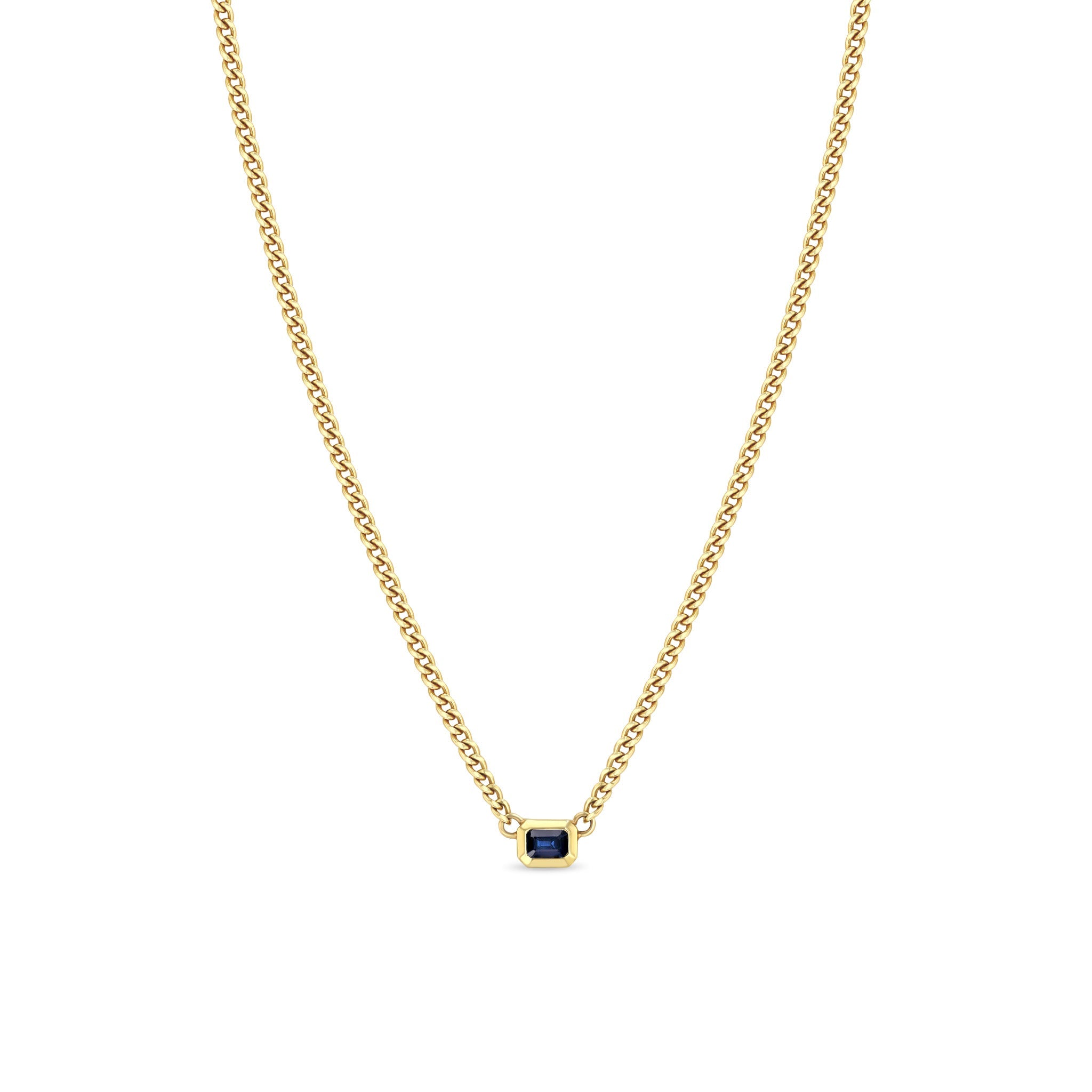 Zoe Chicco Blue Sapphire Curb Chain Necklace | King Jewelers