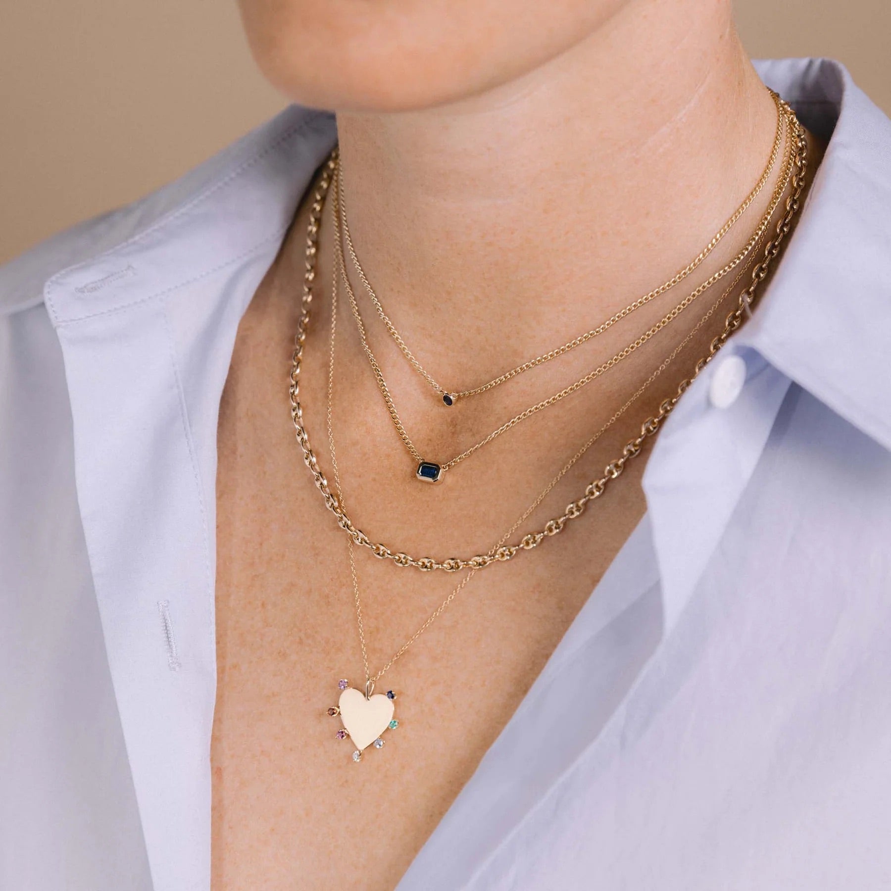 Zoe Chicco Blue Sapphire Curb Chain Necklace | King Jewelers