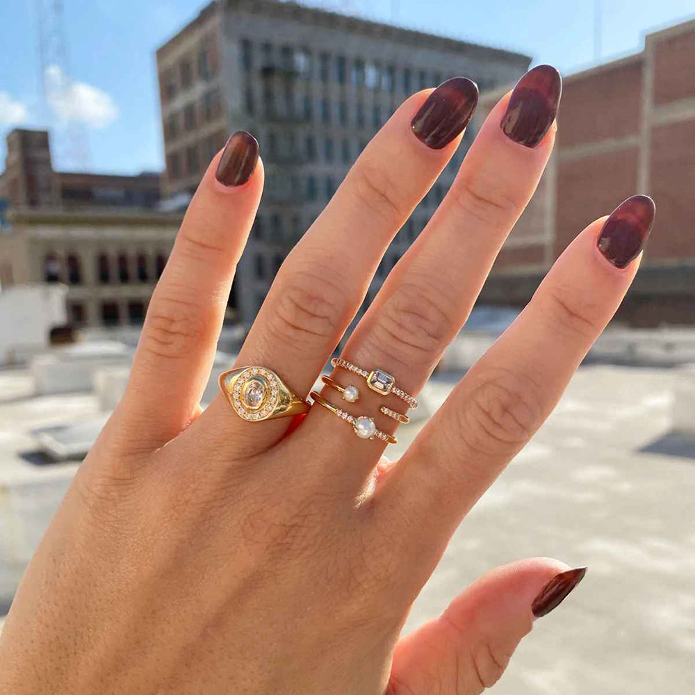 Zoe Chicco Emerald Diamond Bezel Band Ring | King Jewelers