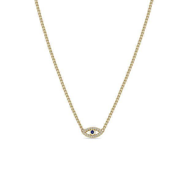 Zoe Chicco Sapphire Diamond Evil Eye Necklace | King Jewelers